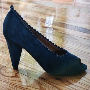 MARC by MARC JACOBS Blue Suede Peep Toe Scalloped Pumps